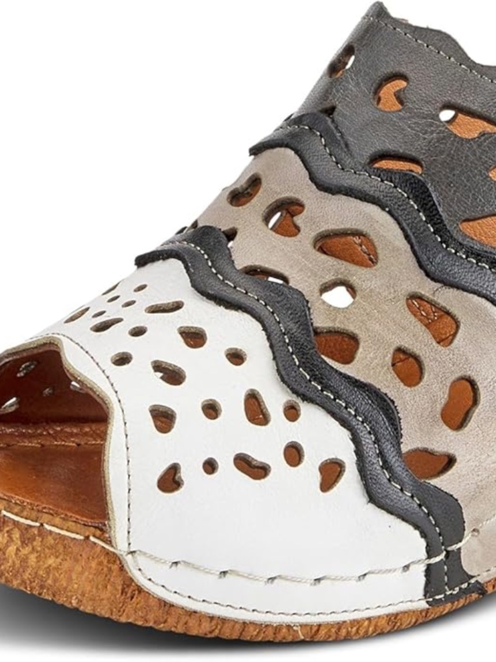 Spring Step Leather platform wedge clogs slide on sandals, Women, 8.5